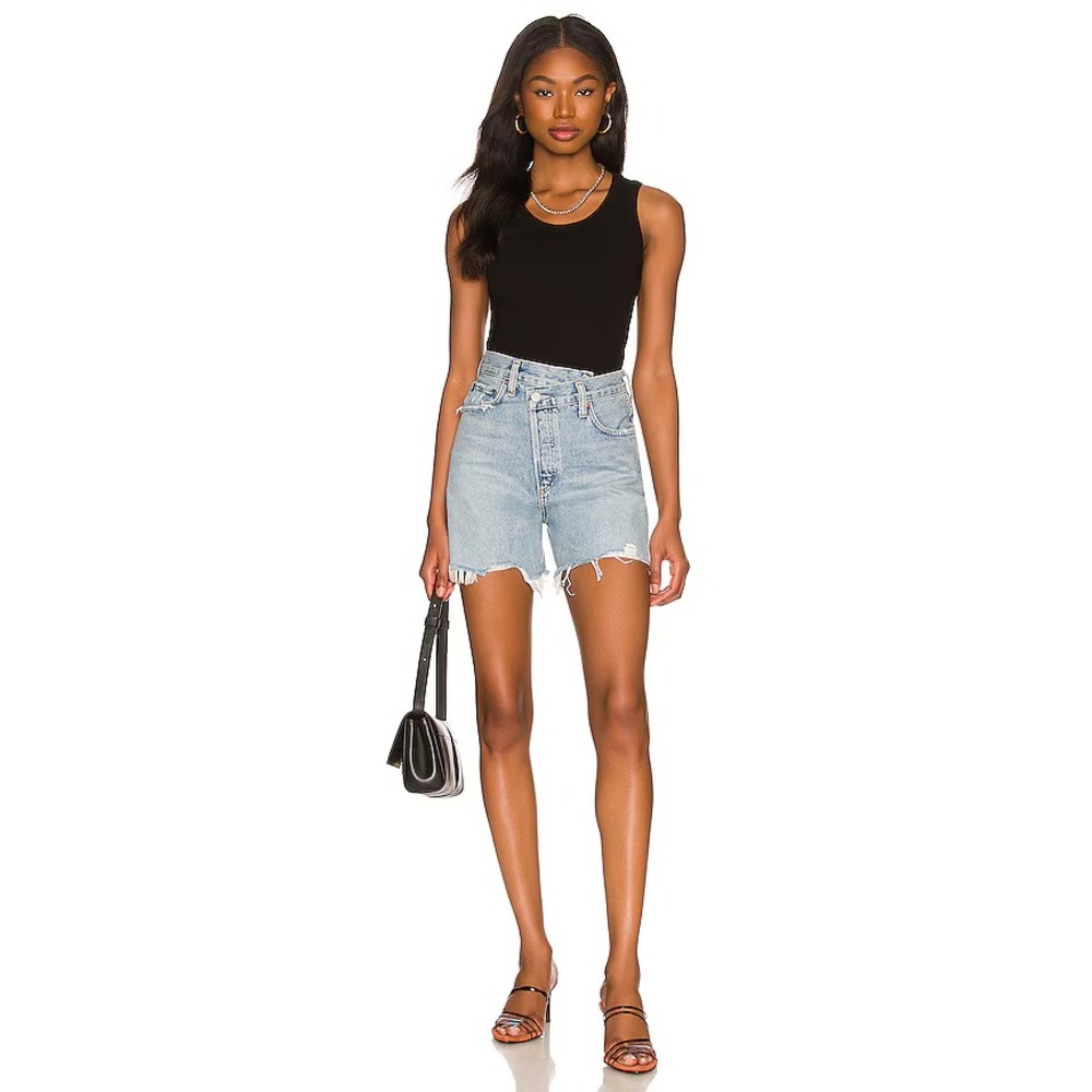 Agolde Criss Cross Denim Shorts in Symbol Size 27‎